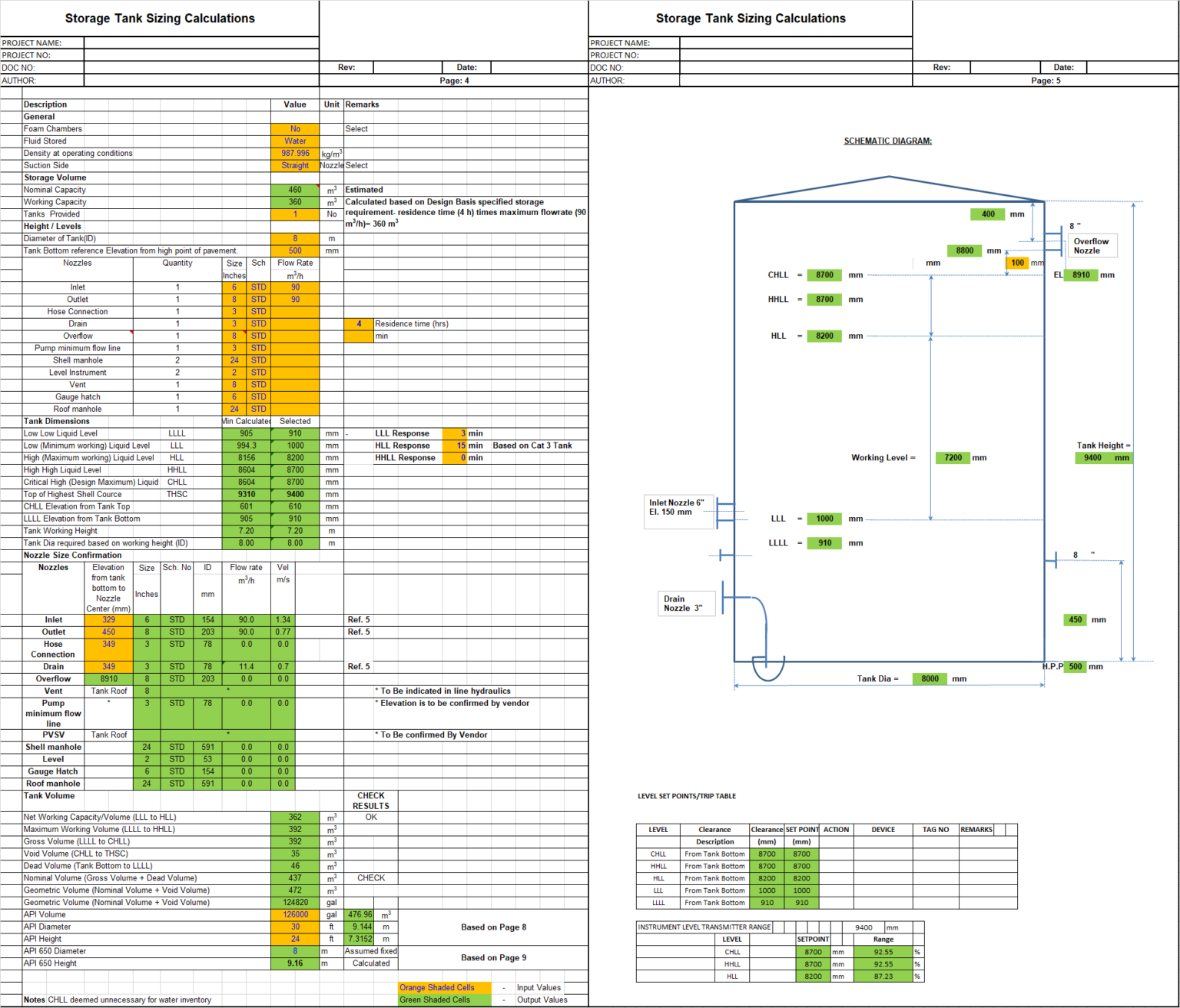 Atmospheric Storage Tank Calculation Excel Template