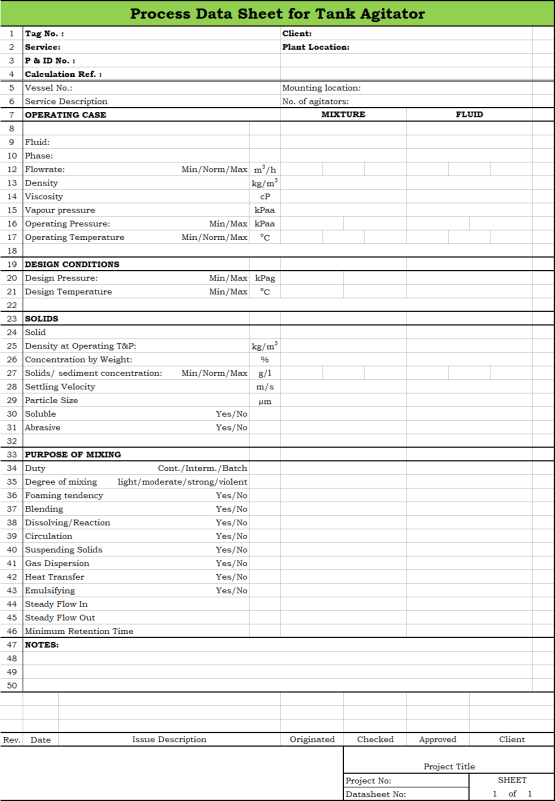 Blank Process Datasheet for Tank Agitator - Download