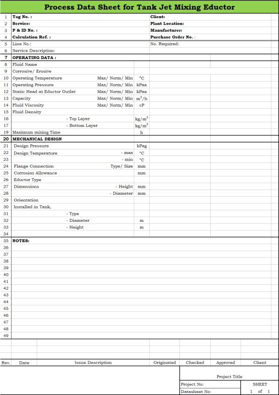 Blank Process Datasheet for Tank Jet Mixing Eductor - Download