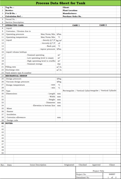 Blank Process Datasheet for Tank - Download