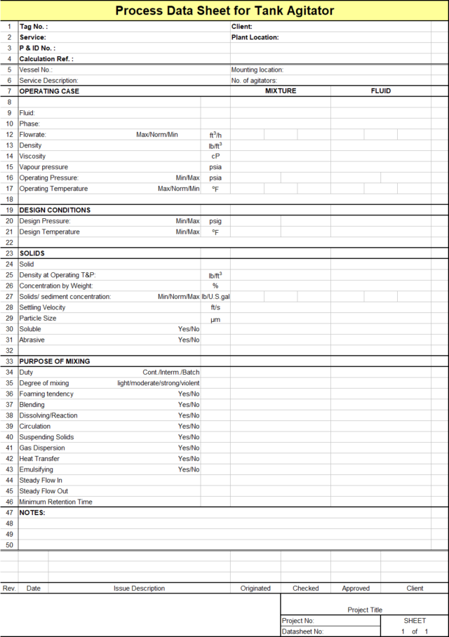 Blank Process Datasheet for Tank Agitator - Download