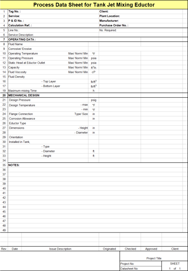 Blank Process Datasheet for Tank Jet Mixing Eductor - Download