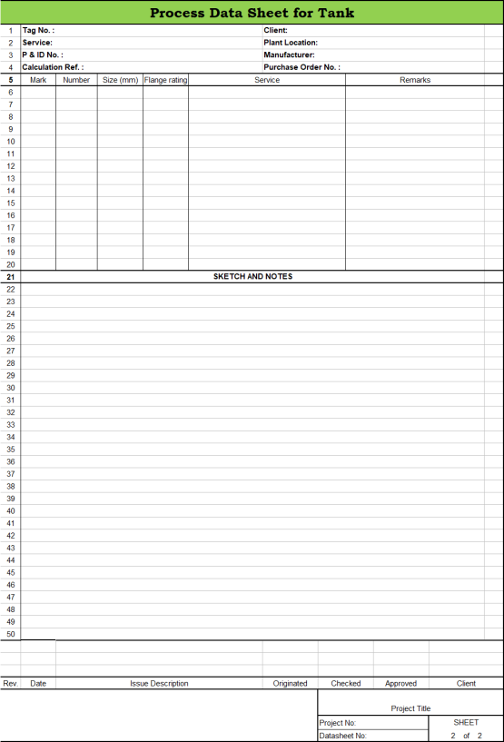 Blank Process Datasheet for Tank - Download