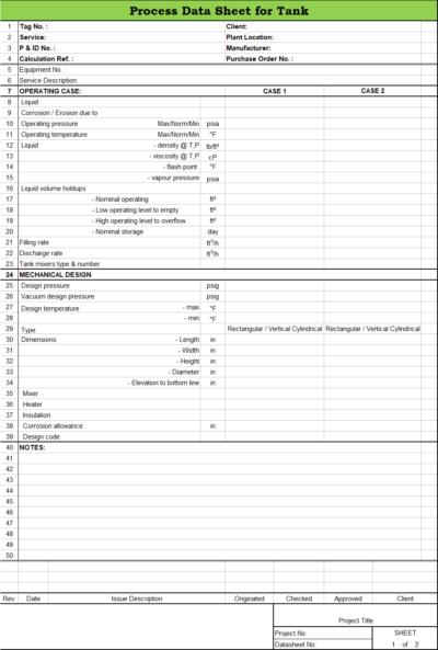 Blank Process Datasheet for Tank - Download