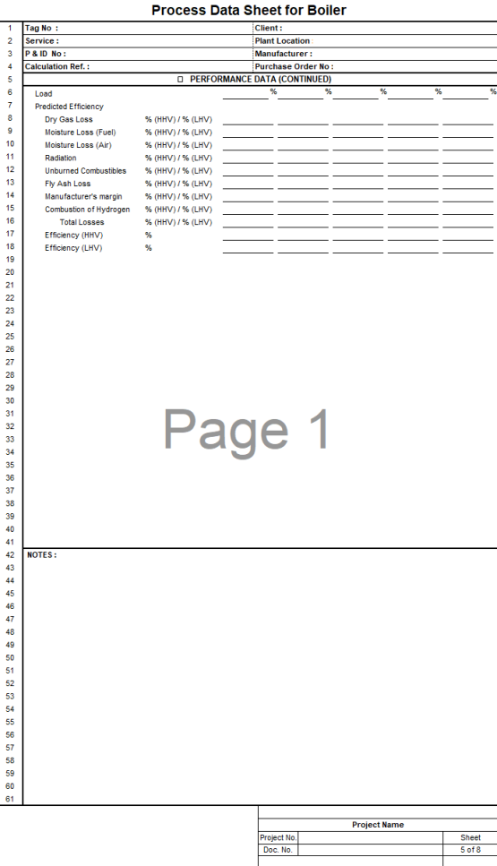 Blank Process Datasheet for Boiler - Download