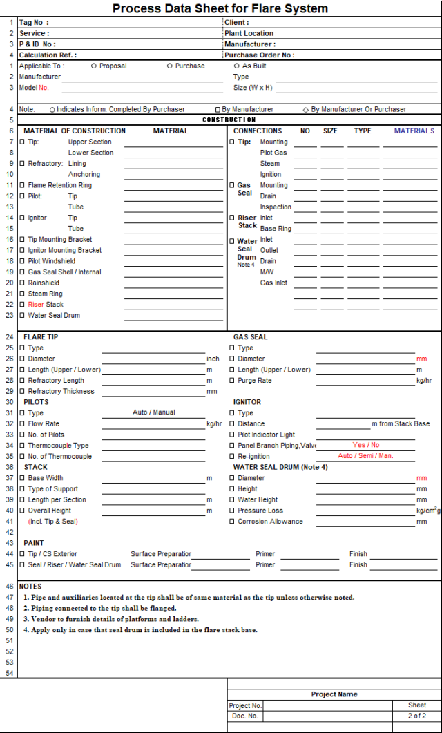 Blank Process Datasheet for Flare - Download