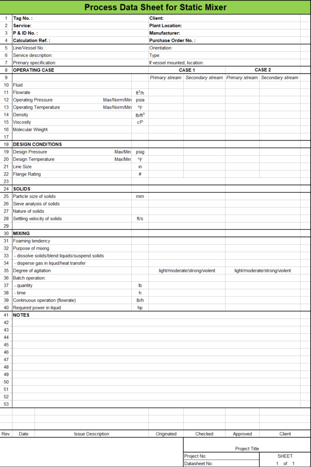 Blank Process Datasheet for Static Mixer - Download