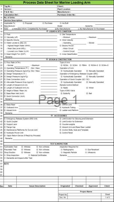 Blank Process Datasheet for Marine Loading Arms - Download