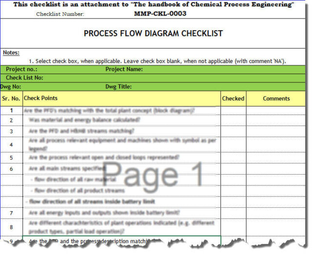 PFD - Blank Checklist Format for a Process Engineer