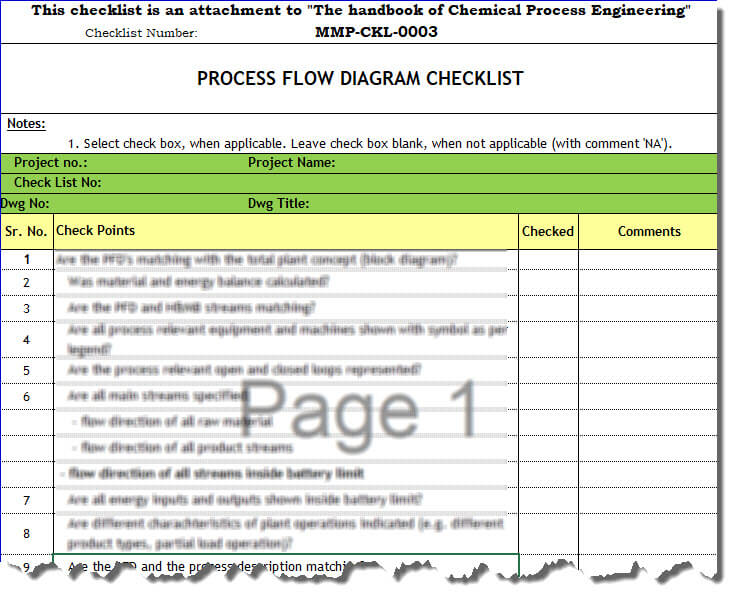 MMP-CKL-0003 PFD Checklist